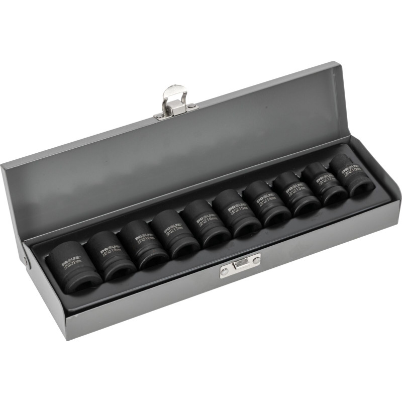 Krafthylssats 10st. Cr-Mo 1/2", 10-22mm krafhylsor, metallåda, PROLINE Krafthylssats 10st. Cr-Mo 1/2", 10-22mm krafhylsor, metallåda, PROLINE