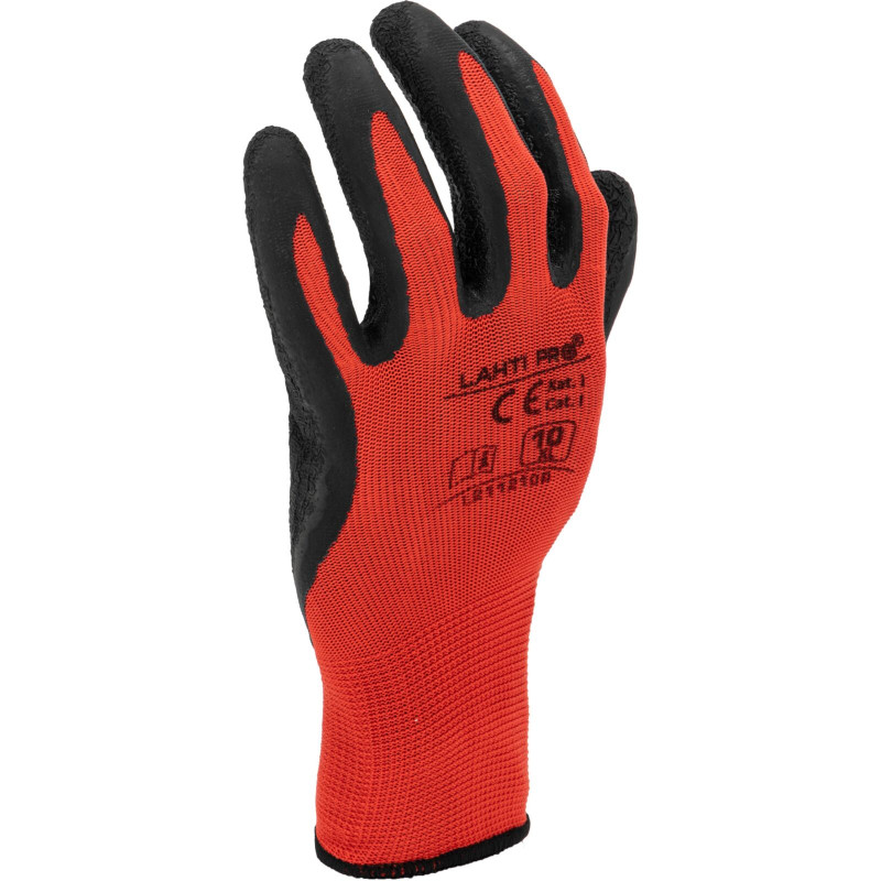 GLOVES LATEX BLACK-RED L2112  10P, 12   PAIRS, " 10" , CE, LAHTI