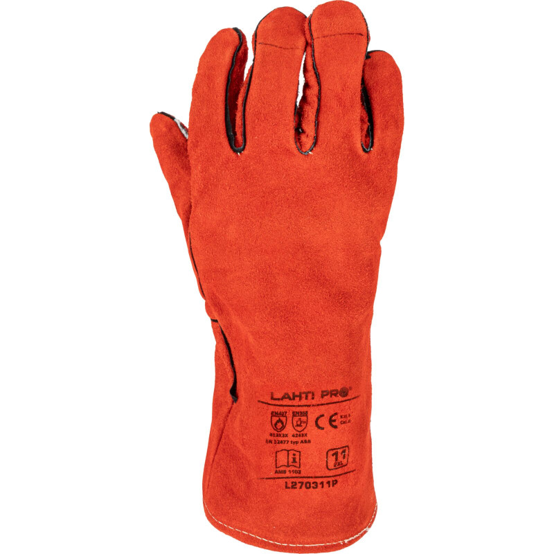Skyddshandskar för svetsare, st. 11 XL, äkta skinn, CE, Lahti L2703 Skyddshandskar för svetsare, st. 11 XL, äkta skinn, CE, Lahti L2703
