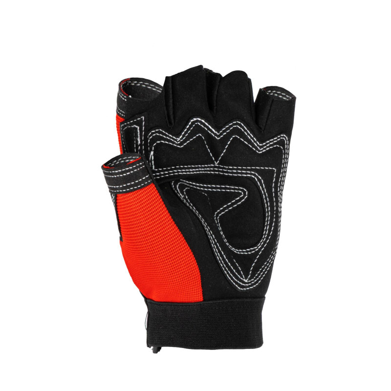 Handskar för mekaniker, svart-röda, utan fingrar, ventilerade, spandex, mikrofiber, CE, EN 420, Lahti Pro L2806