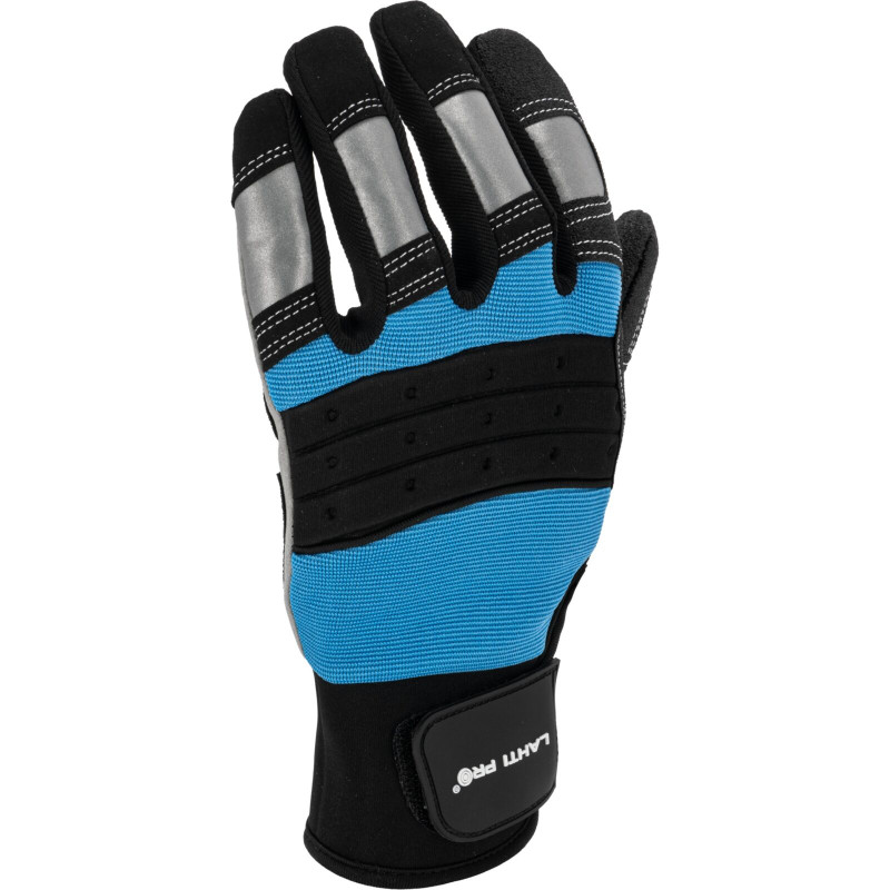 Handskar för mekaniker, st. 11, svart-blå, med reflex, spandex, PVC, CE, EN 420, Lahti Pro L2807 Handskar för mekaniker, st. 11, svart-blå, med reflex, spandex, PVC, CE, EN 420, Lahti Pro L2807