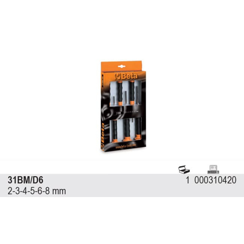 Drivdornsats, 6st, 2-8mm, Beta 31BM/D6 Drivdornsats, 6st, 2-8mm, Beta 31BM/D6