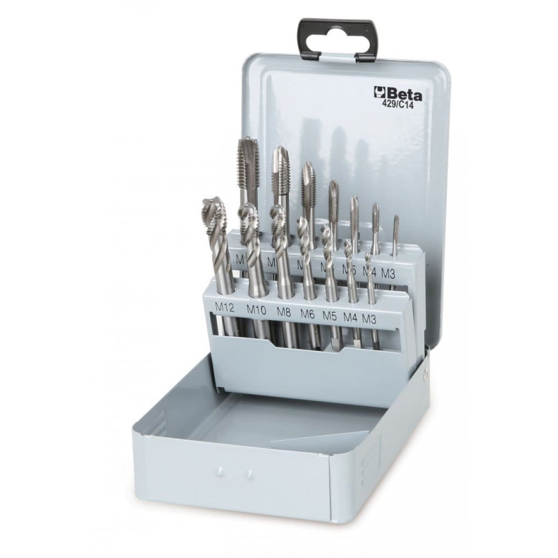 Sats med gängtappar 14st st M3-M12, HSS-Co (HSS-E) stål, metallask, M3÷12 + M3÷12, Beta Tools Sats med gängtappar 14st st M3-M12, HSS-Co (HSS-E) stål, metallask, M3÷12 + M3÷12, Beta Tools