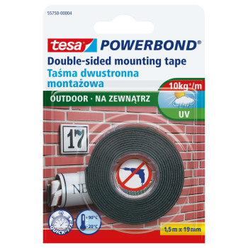 Monteringstejp utomhus, dubbelsidig POWERBOND 1,5M:19MM, Tesa