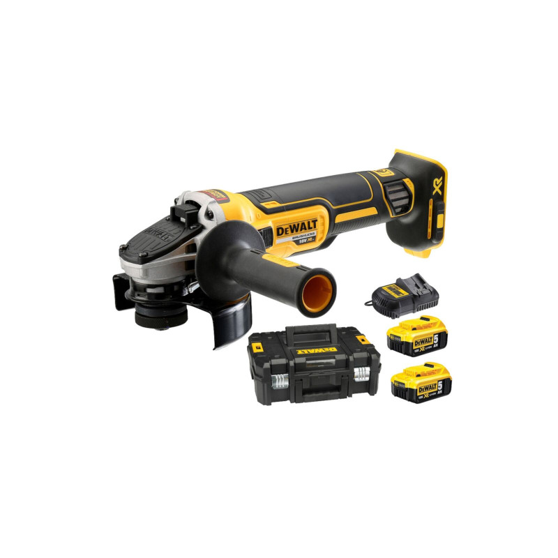 Vinkelslip XR LI-ION 18V XR 125MM, 2 batterier 5.0AH, väska, DeWalt Vinkelslip XR LI-ION 18V XR 125MM, 2 batterier 5.0AH, väska, DeWalt