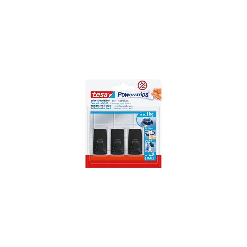 ADHESIVE HOOKS POWERSTRIPS 3 PCS RECTANGULAR SMALL BLACK ADHESIVE HOOKS POWERSTRIPS 3 PCS RECTANGULAR SMALL BLACK