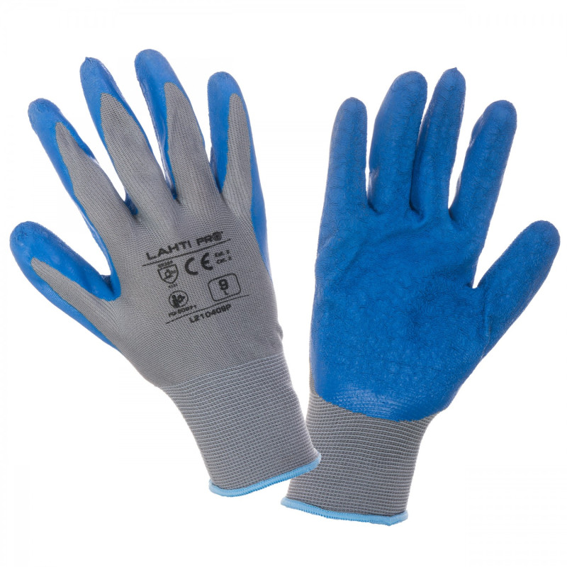 GLOVES LATEX BLUE-GREY L210409P, (butiksförp.), " 9" , CE, LAHTI GLOVES LATEX BLUE-GREY L210409P, (butiksförp.), " 9" , CE, LAHTI