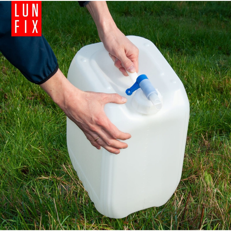 Vattendunk 20L med kran, kanister för dricksvatten, HDPE plast, LunFix Vattendunk 20L med kran, kanister för dricksvatten, HDPE plast, LunFix