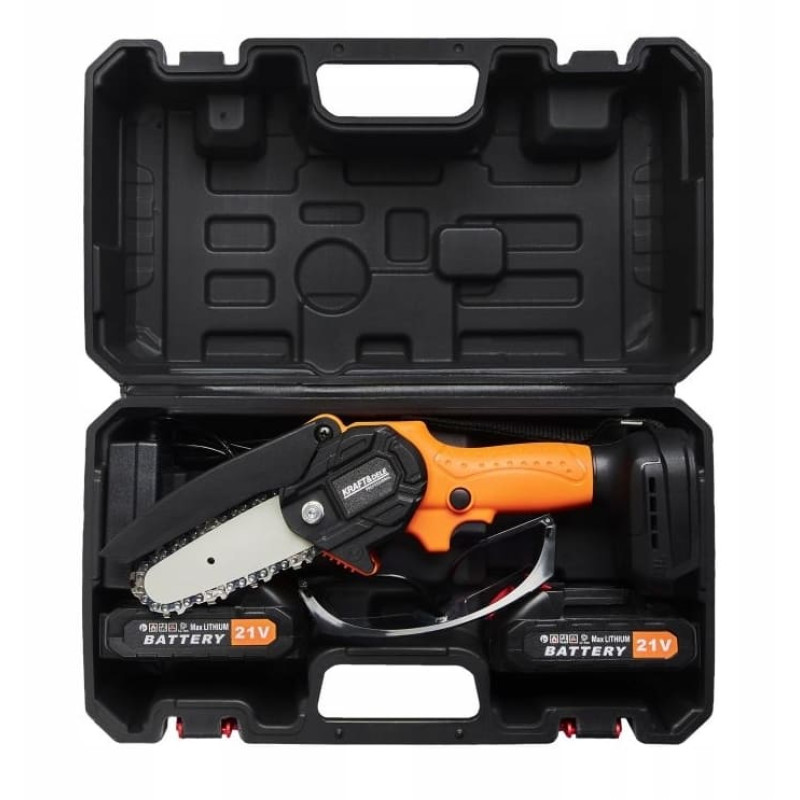 Grensåg, sladdlös 2st batterier 2Ah 21V, kedjesåg 4", ladare, väska, Kraft & Delle Grensåg, sladdlös 2st batterier 2Ah 21V, kedjesåg 4", ladare, väska, Kraft & Delle