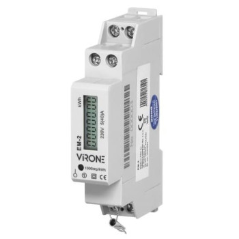 Elmätare 1-fas 230V, för camping, hamnar m.fl., elektronisk energimätare med impulsutgång, IP51, MID certifierad, Virone