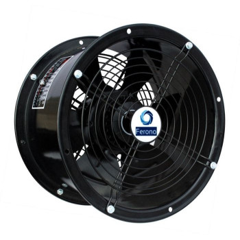 Axial Kanalfläkt 200 mm, 1050m3/h, 90Pa, 65W, vattentålig industrifläkt, Ferono