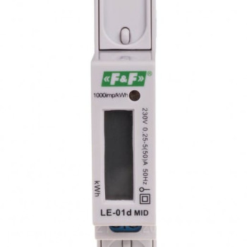 1-fas 230V elektronisk energimätare med impulsutgång, IP20, F&F