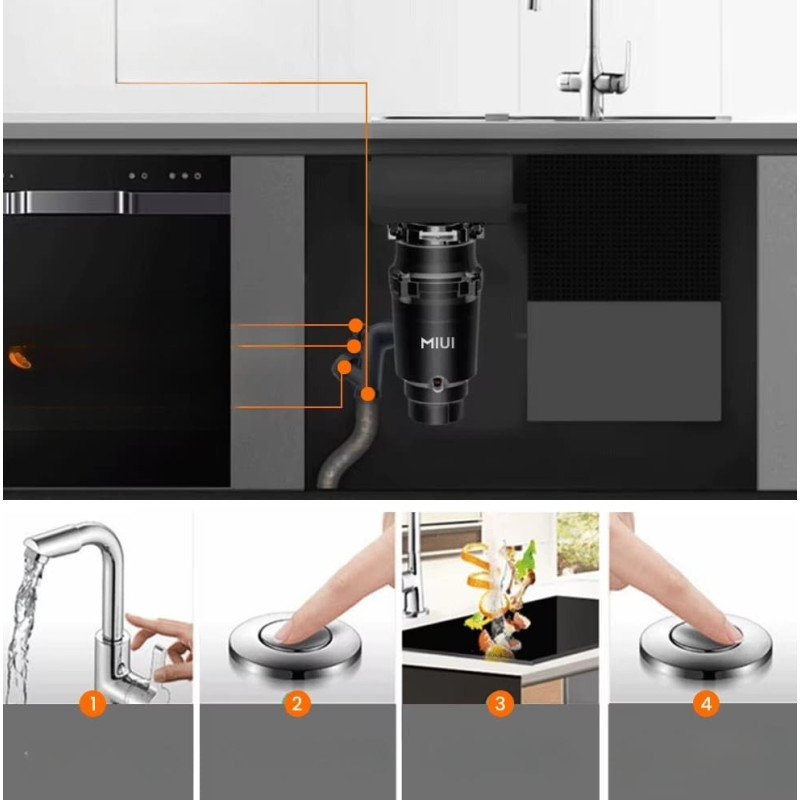 Avfallskvarn 1L, 2300 rpm, kraftfull och tyst matavfallskvarn, MIUI Avfallskvarn 1L, 2300 rpm, kraftfull och tyst matavfallskvarn, MIUI