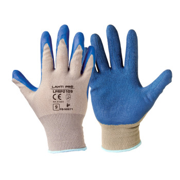 GLOVES LATEX BLUE-GREY L210408  P, 12   PAIRS, " 8  " , CE, LAHTI