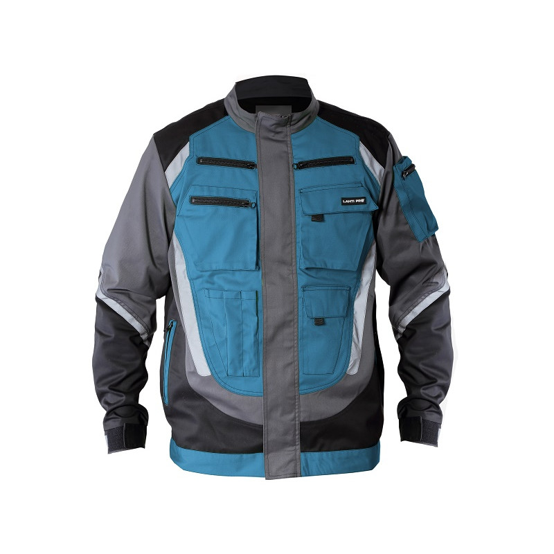 JACKET WITH REFL. STRIPES, BLACK-GREY-TURQ., " 3XL" , CE,LAHTI JACKET WITH REFL. STRIPES, BLACK-GREY-TURQ., " 3XL" , CE,LAHTI