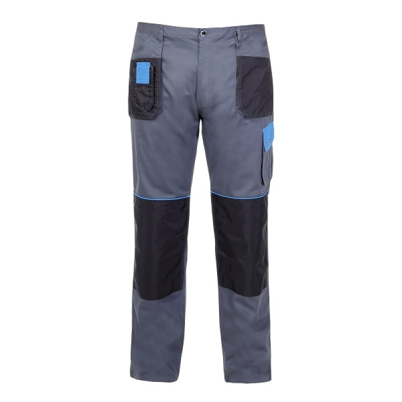 Byxor, arbetsbyxor grå-blåa 100% COTTON, 190GM2, CE, LAHTI