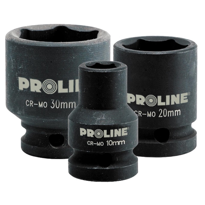 Krafthylsa 1/2" 10-32 mm, 6-kant, Cr-Mo (slaghylsa), Proline Krafthylsa 1/2" 10-32 mm, 6-kant, Cr-Mo (slaghylsa), Proline