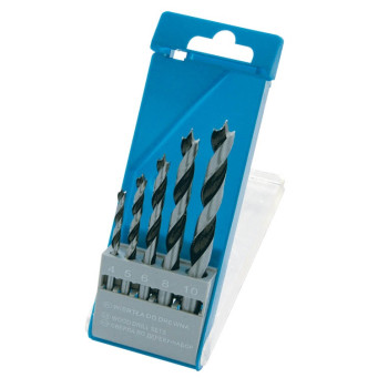 Träborr, sats 5st 4-10mm, platt plastask, PROLINE