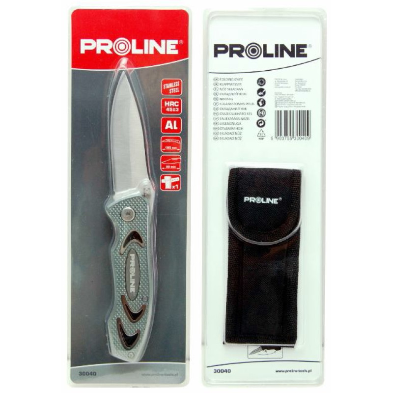 Universalkniv, infällbar med förvaringsficka för bälte, 11.5cm, 8cm knivdel, 100g, Proline