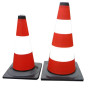 WHITE-RED ROAD BOLLARD 50CM REFLECTIVE