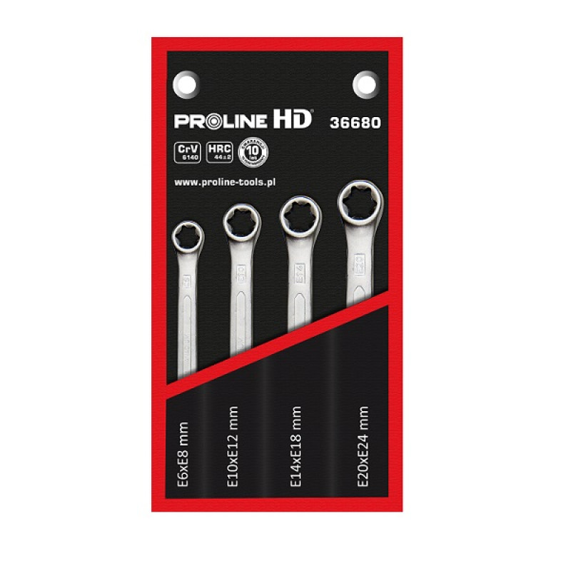 Ringnycklar TORX, sats 4st, E6-E24, PROLINE HD Ringnycklar TORX, sats 4st, E6-E24, PROLINE HD