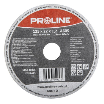 CUTTING DISC för STAINLESS STEEL T41, 12 5X1.0X22A60S PROLINE CUTTING DISC för STAINLESS STEEL T41, 12 5X1.0X22A60S PROLINE