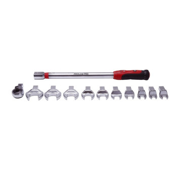 Momentnyckel 1/2" 20-200 Nm med utbytbara fästen, 10 utformade som blocknycklar + 1 hylsfäste, Proline HD