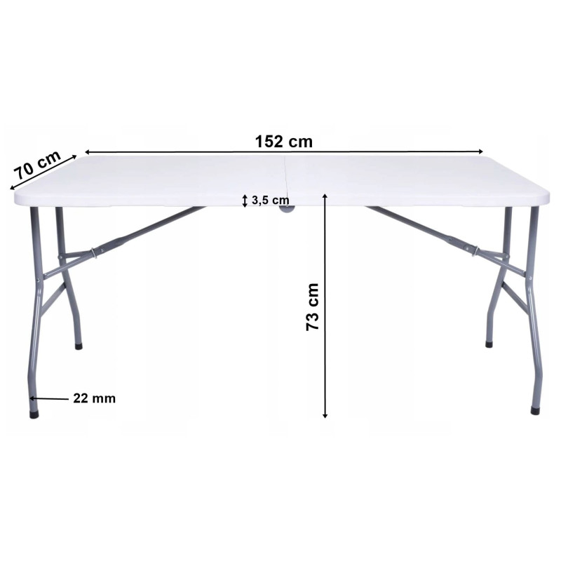 Campingbord 150cm vit, hopfällbart bord, utställningsbord, trädgårdbord
