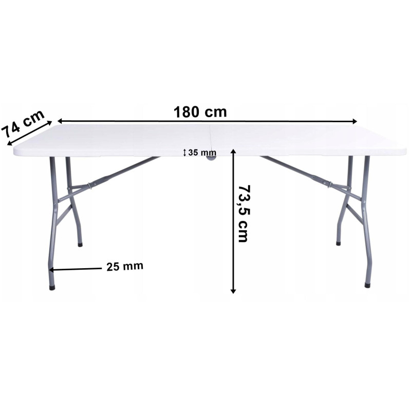 Campingbord 180cm vit, hopfällbart bord, utställningsbord, trädgårdbord Campingbord 180cm vit, hopfällbart bord, utställningsbord, trädgårdbord