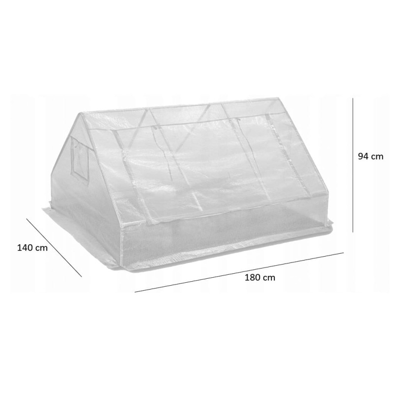 Plastväxthus, 180x140x94cm låg odlingstält för utomhusbruk GardenLine, växthustält med transparent grön folie, fönster med nät Plastväxthus, 180x140x94cm låg odlingstält för utomhusbruk GardenLine, växthustält med transparent grön folie, fönster med nät