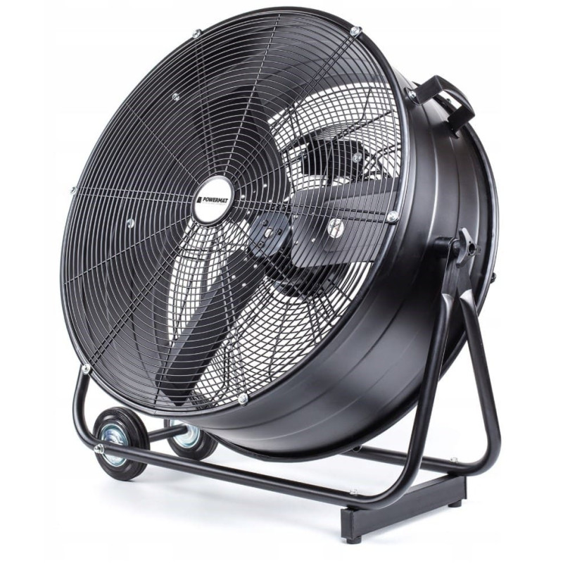 Kraftfull industrifläkt 61 cm (24") 220W, golvmodell med hjul, svart pulverlackad, 1300rpm, 12000 m3/h, Powermat REA - DEMO EX Kraftfull industrifläkt 61 cm (24") 220W, golvmodell med hjul, svart pulverlackad, 1300rpm, 12000 m3/h, Powermat REA - DEMO EX