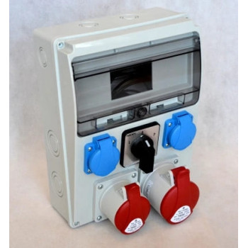 Elcentral IP44 2 terminaler, 2x230V, 1x32A 5P, 1x16A 5P