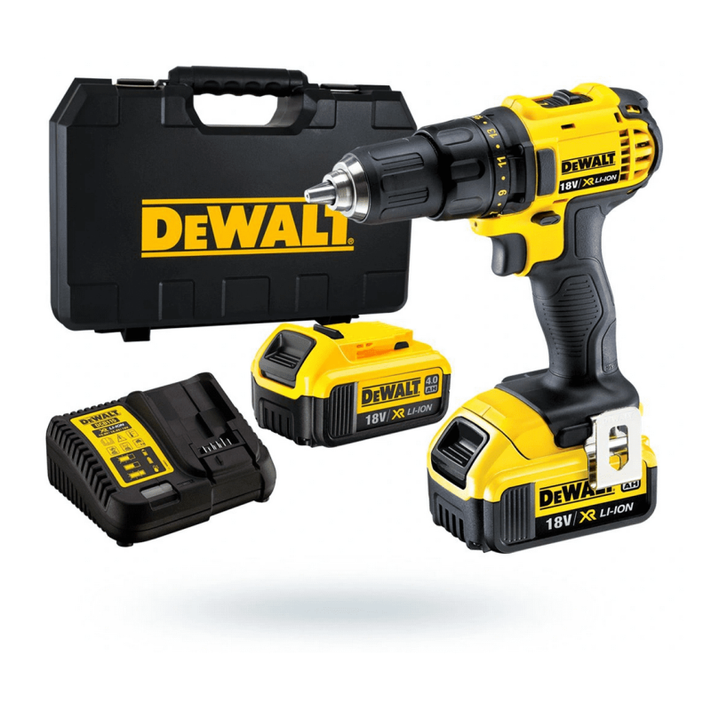 Skruvdragare, borr, 18V 2st batterier, snabbchuck, LED-belysning, 1.8kg inkl. väska och laddare, DeWalt Skruvdragare, borr, 18V 2st batterier, snabbchuck, LED-belysning, 1.8kg inkl. väska och laddare, DeWalt