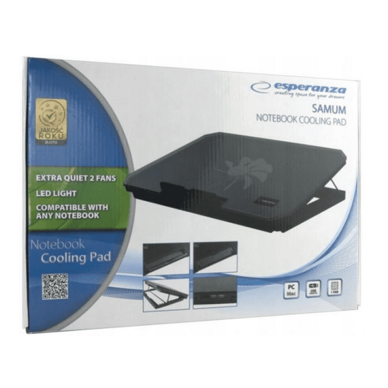 Laptop kylning, underlag med kylfläktar, regleringsbar lutningsvinkel, drivs via USB - Esperanza Laptop kylning, underlag med kylfläktar, regleringsbar lutningsvinkel, drivs via USB - Esperanza