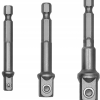 Hylsadapter 3st 1/4" till 3/8" och 1/2", adapter för hylsor, 73mm lång