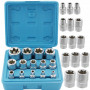 Torxhylsor Torx-E, sats 14st E4-E24, 1/2", 3/8", 1/4” hylsor torx invändiga, Vatfal