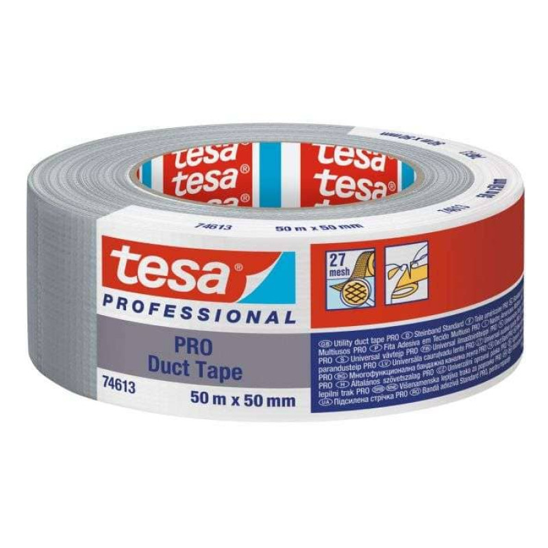 Vävtejp, 24st silvertejp 50m x 50mm Tesa Professional Pro Duct Tape 74613 Vävtejp, 24st silvertejp 50m x 50mm Tesa Professional Pro Duct Tape 74613