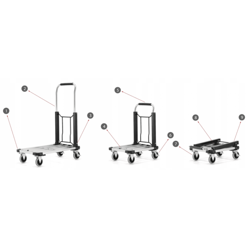 Flyttvagn 150kg, transportvagn av aluminium, lastkärra, hopfällbar, HiGHER Flyttvagn 150kg, transportvagn av aluminium, lastkärra, hopfällbar, HiGHER