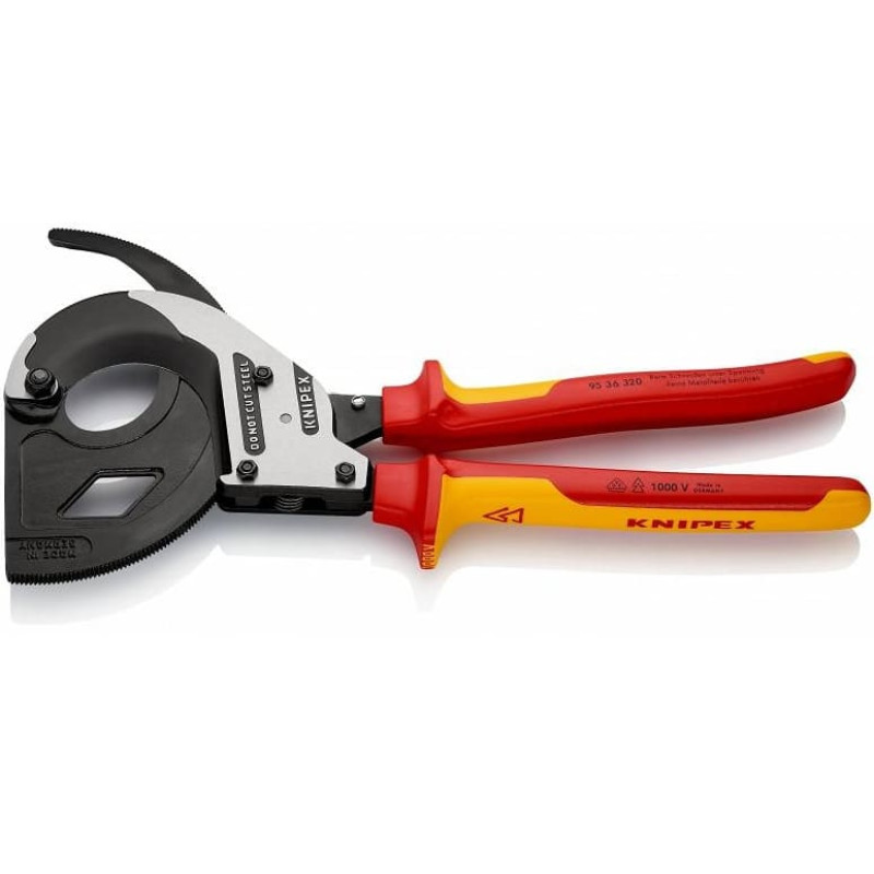 Wiresax, kabelsax spärrmekanism, treväxlad, för kapning av kablar och linor upp till 2cm, Knipex Wiresax, kabelsax spärrmekanism, treväxlad, för kapning av kablar och linor upp till 2cm, Knipex