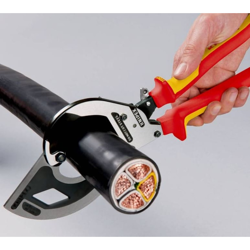 Wiresax, kabelsax spärrmekanism, treväxlad, för kapning av kablar och linor upp till 2cm, Knipex Wiresax, kabelsax spärrmekanism, treväxlad, för kapning av kablar och linor upp till 2cm, Knipex