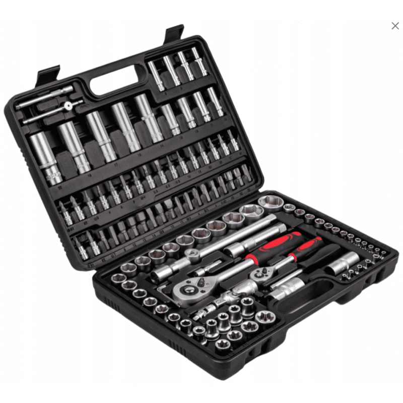 Hylsnyckelsats 108 delar, verktygssats, torx, m.m. Hylsnyckelsats 108 delar, verktygssats, torx, m.m.