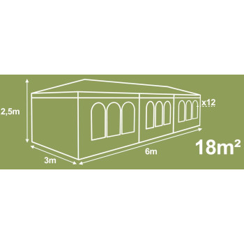 Paviljong 3x6m, 4 väggar med plastfönster (tält, trädgårdstält, partytält), olika färger Paviljong 3x6m, 4 väggar med plastfönster (tält, trädgårdstält, partytält), olika färger