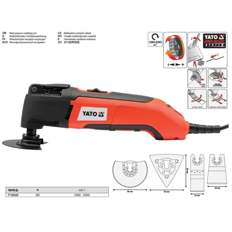Multifunktionsverktyg, multisåg, 22000 rpm 300W 230V, Yato