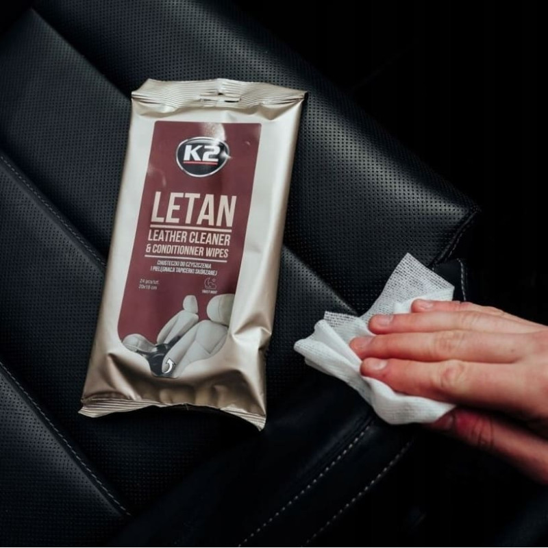 Våtservetter för regöring av läderklädsel, 8 x 24 st, K2 Letan Wipes