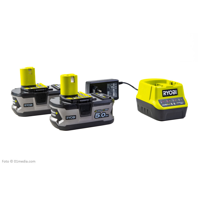 Batteriladdare 18V med 2 st starka batterier 5 Ah för Ryobi One+ Batteriladdare 18V med 2 st starka batterier 5 Ah för Ryobi One+