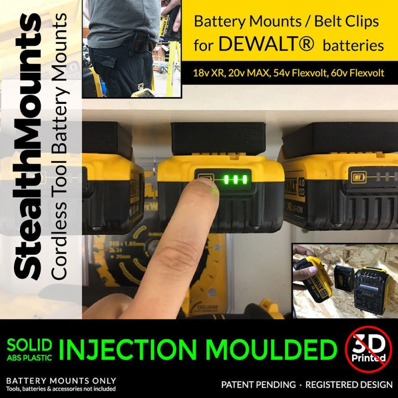 Batterihållare 6 st. för DeWalt XR 18v 20v 54v 60v Flexvolt, StealthMounts Batterihållare 6 st. för DeWalt XR 18v 20v 54v 60v Flexvolt, StealthMounts