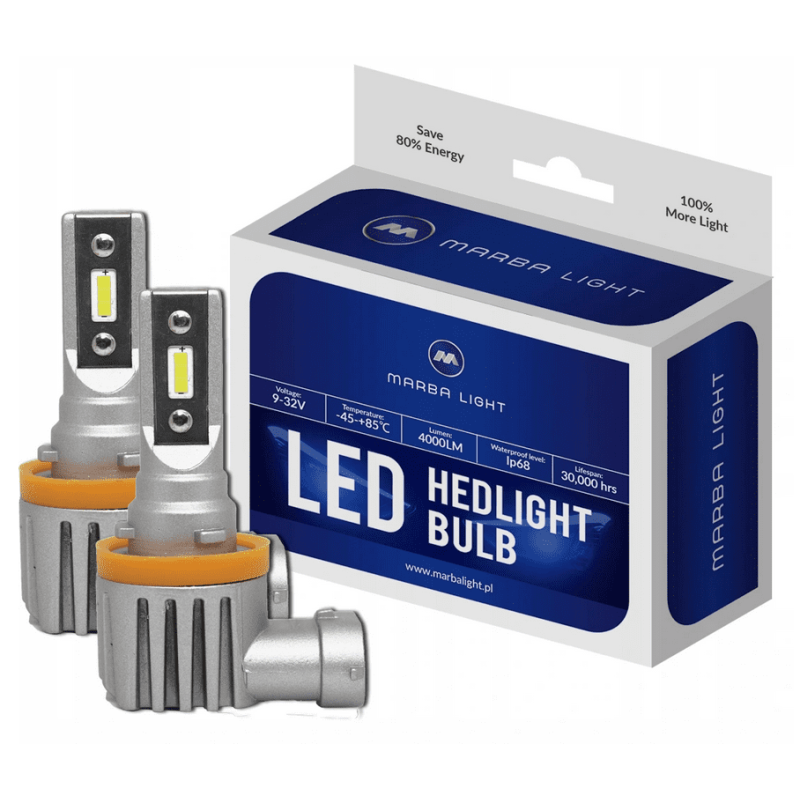 H8 / H11 CSP LED, CE E9 certifierade, 4000 LM 6000K CANBUS, 2 lampor H8 / H11 CSP LED, CE E9 certifierade, 4000 LM 6000K CANBUS, 2 lampor