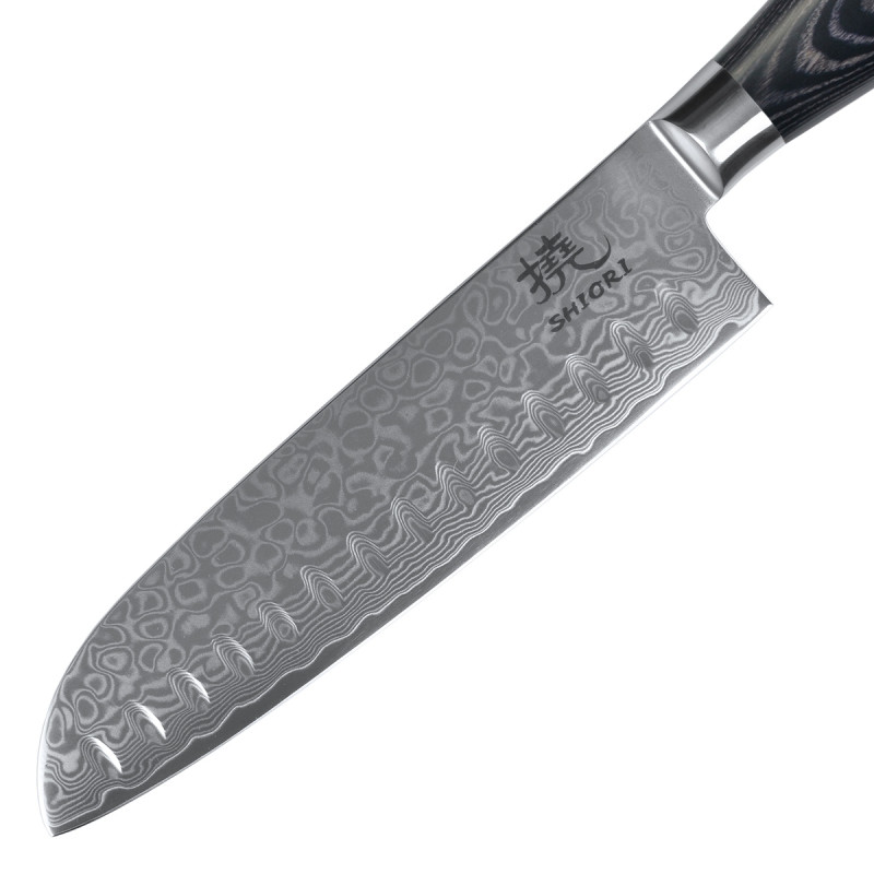 SHIORI 3-Set 撓 Kuro Murō + Santoku + Sifu - set med tre japanska knivar av Damaskusstål SHIORI 3-Set 撓 Kuro Murō + Santoku + Sifu - set med tre japanska knivar av Damaskusstål