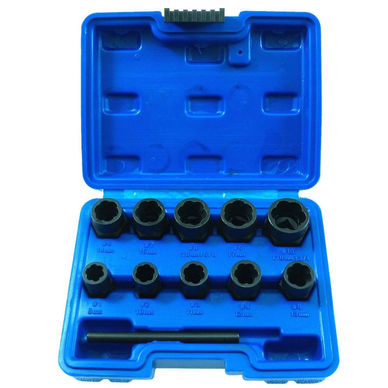 Set med hylsor för skadade skruvar 9 - 19 mm 3/8 Set med hylsor för skadade skruvar 9 - 19 mm 3/8