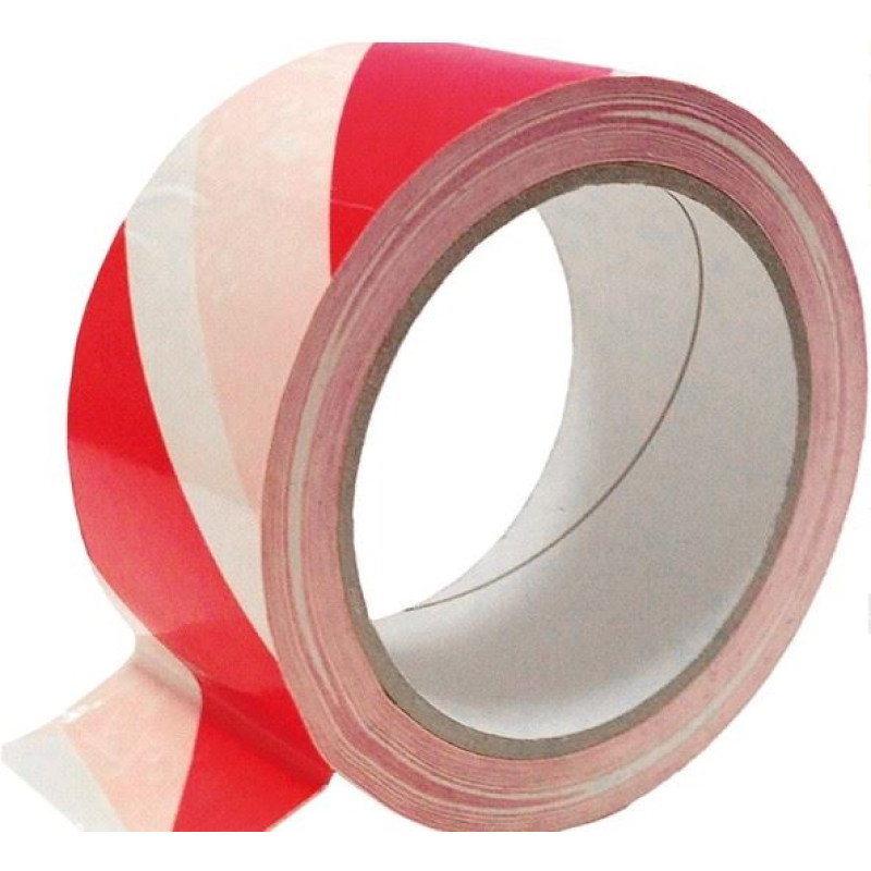 Självhäftande varningstejp 50mm x 33m röd/vit Självhäftande varningstejp 50mm x 33m röd/vit